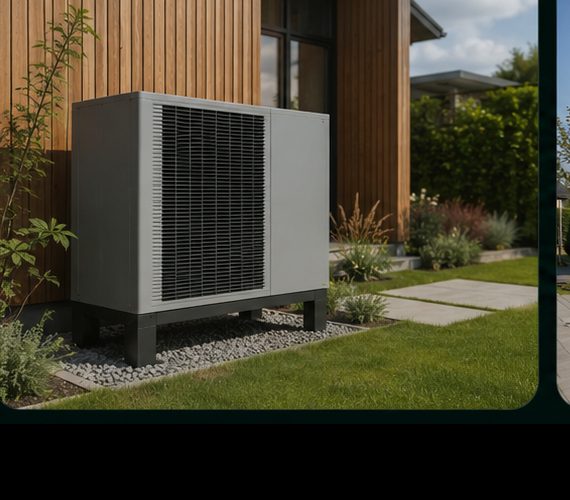 Wärmepumpe im Gartenbereich